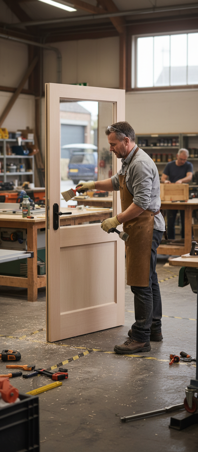 Premium Hemlock External Door with Split Design for Natural Light and Custom Glazing Options