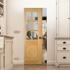 Premium Oak Glazed Flush Pocket Door System with No Bottom Track and Adjustable Doorstop for Space-Saving Design
