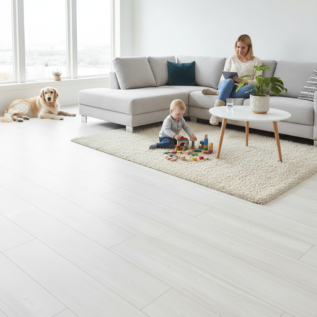 Premium 10mm Handscraped Moisture Resistant Laminate Flooring in Virgin Scandi Larch - Ideal for Kitchens and Bathrooms