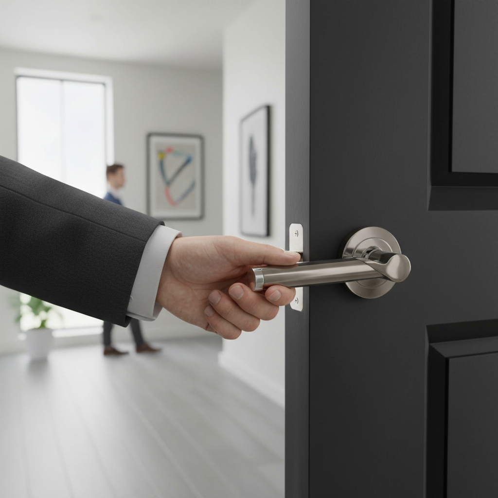 Premium Lever On Round Rose Handle Set with Chrome Hinges and Mortice Latch for Easy Installation - Image 2