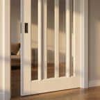 Internal Pocket Door Set White Primed 3 Light Clear Glass 100mm Frame - detail view