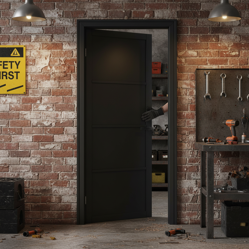 Premium Custom Made Industrial Style Door with Sleek Black Finish and Versatile Glazed or Solid Options