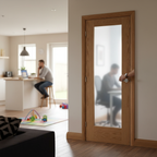 Premium Oak Shaker Pattern 10 Obscure Glazed Door with Toughened Safety Glass for Enhanced Privacy and Light Flow