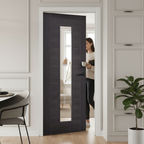 Premium Umber Grey Laminate Door with Clear Glass for Contemporary Spaces - High-Quality Professional Grade for Industrial and Commercial Applications