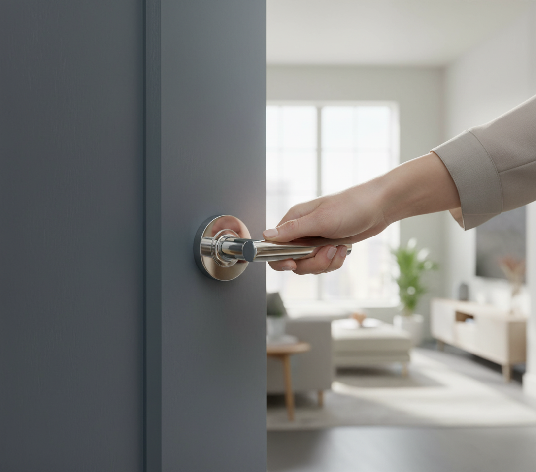 Polished Chrome Lever Handle on Round Rose - Luxurious Design with Complete Fixings for Modern Doors - Image 2