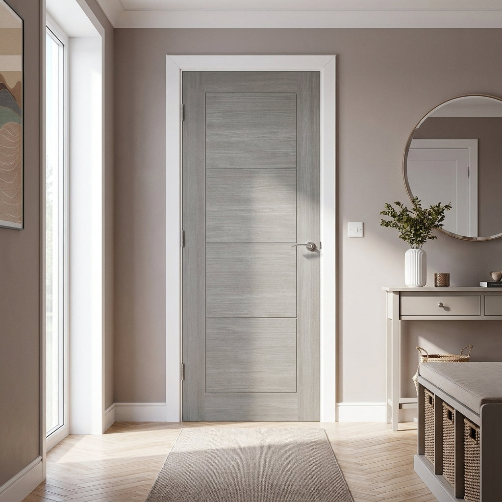 Light Grey Internal FD30 Fire Door, Fully Finished, Laminate, Solid Core