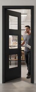 Premium 3L Black Glazed Internal Door with Solid Timber and Bolection Moulds for Elegant Home D?or