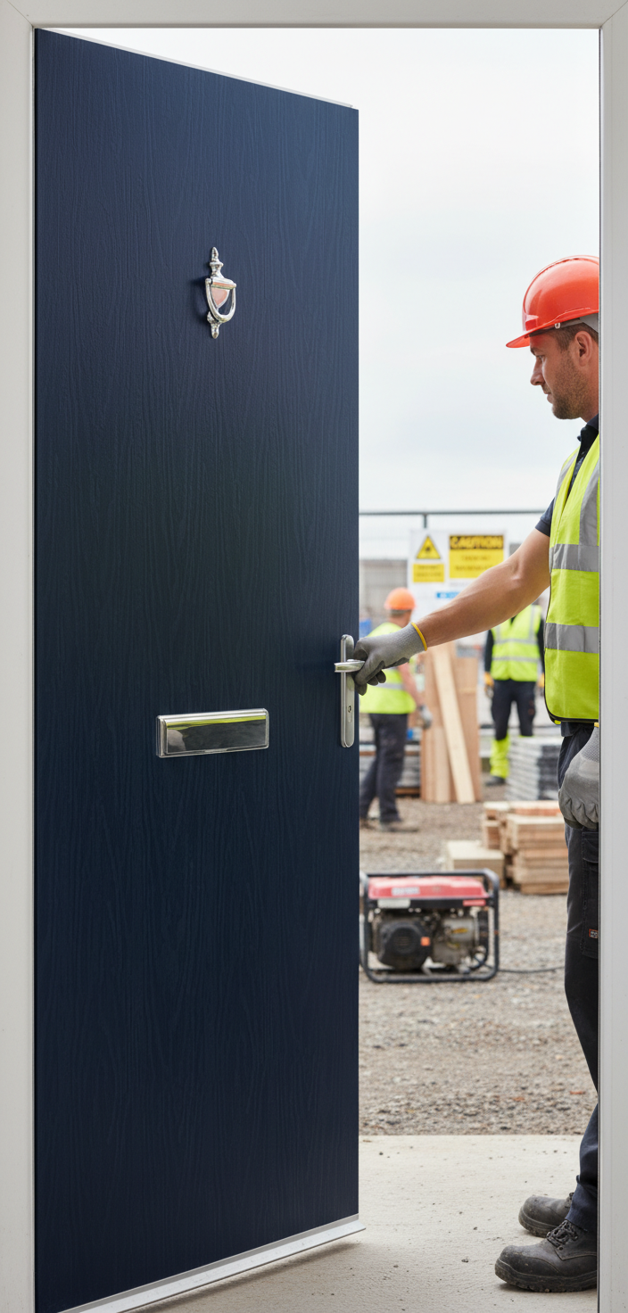 Premium Modern Flush External Fire Door Set with 30-Minute Fire Resistance, Multipoint Locking System, and Custom Color Options