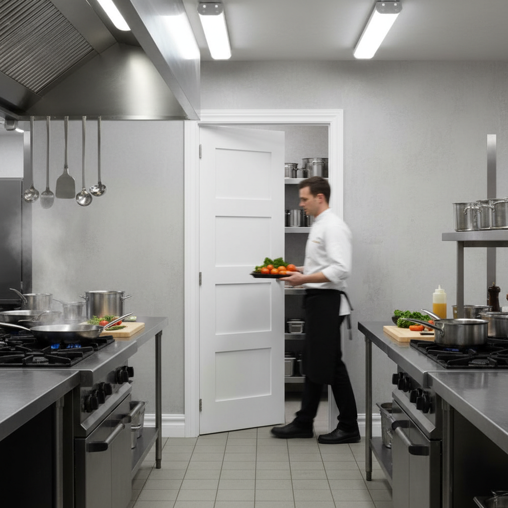 Premium White Shaker Style 4 Panel Fire Door - FD30 Certified with Toughened Glass Panels and 10-Year Guarantee