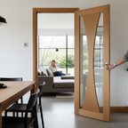 Premium Oak Prefinished Internal Door with Clear Glass and U-Groove Design for Contemporary and Traditional Spaces