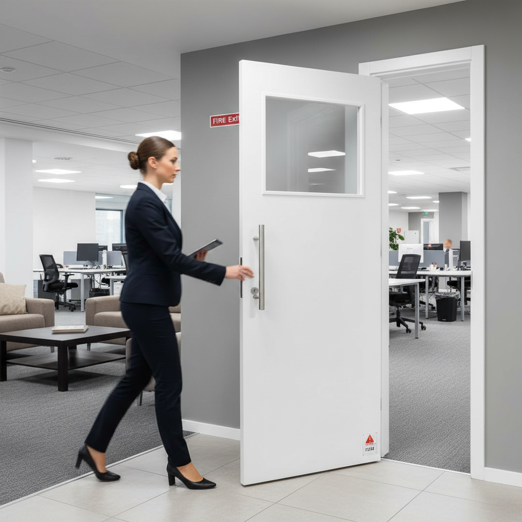 Premium Flush Fire Rated Door with Clear Glazing Panel, Solid Core, and 30-Minute Fire Protection