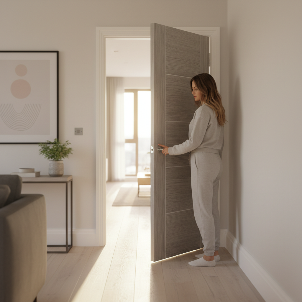 Premium Light Grey Laminate Internal Door with 5 Ladder Panels and Fire Door Options