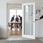 Premium Clear Glazed White Door with Engineered Construction and Safety Glass for Timeless Home Design