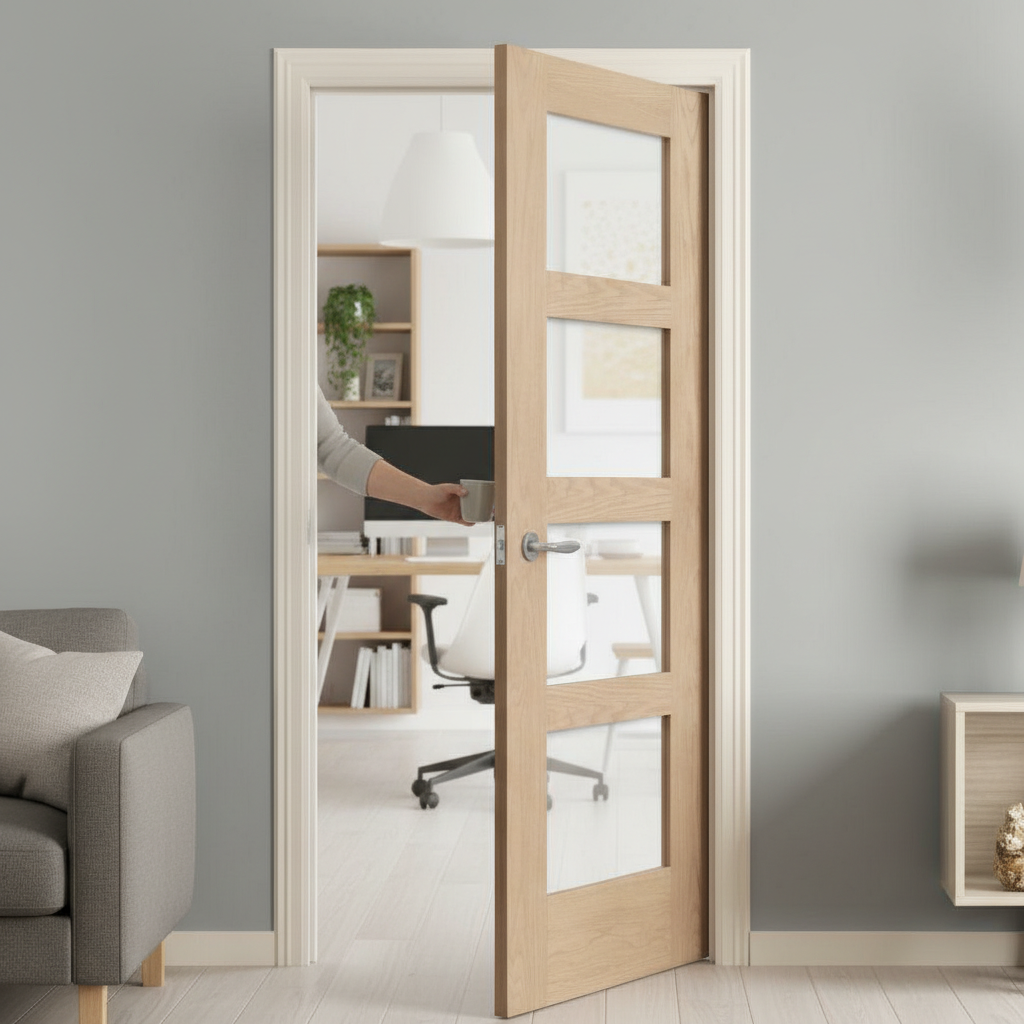 Premium Internal Shaker Style Door with Obscure Glazed Safety Glass for Bright and Airy Interiors