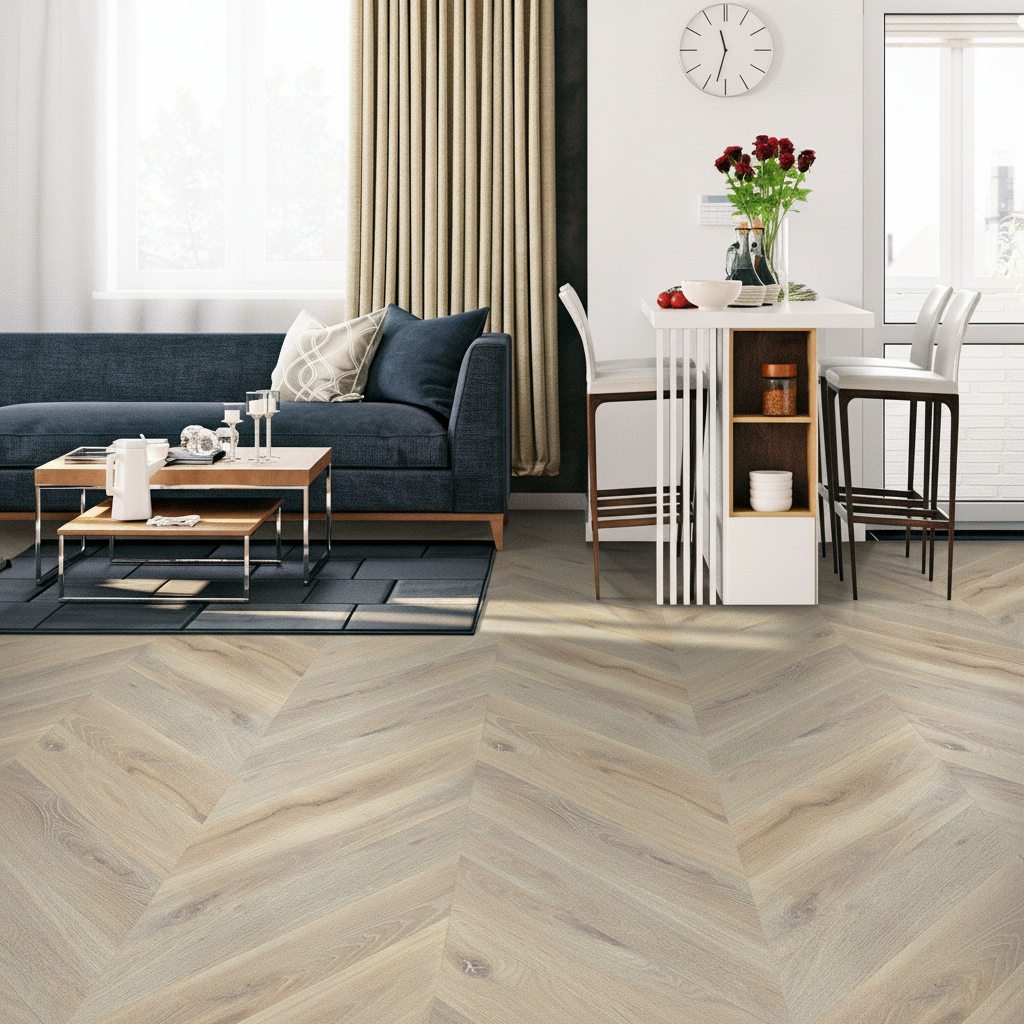 Premium Chevron 15mm Brushed UV Oiled Engineered Real Wood Flooring with Distinctive Color Variation