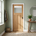 Oak Internal Pocket Door Set Unfinished 1930's 3 Panel 1 Light Obscure Glass 100mm