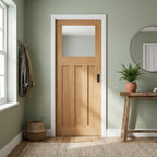 Oak Internal Pocket Door Set Unfinished 1930's 3 Panel 1 Light Obscure Glass 100mm