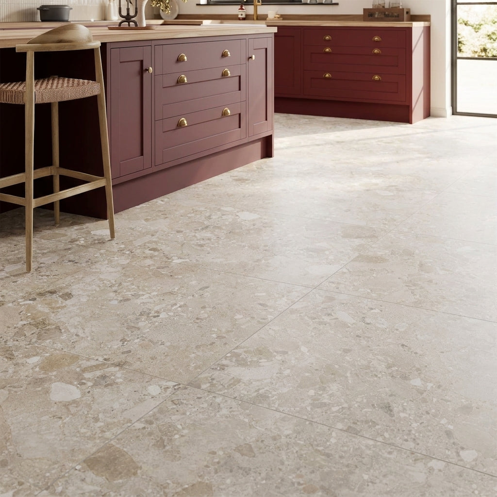 Porcelain Wall and Floor Tile - Beige Matt, 900x900mm, 9mm Thick, 1.63m² Coverage - detail view