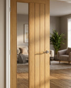 FD30 Fire Rated Oak Internal Door Unfinished with 1 Light Clear Glass - detail view