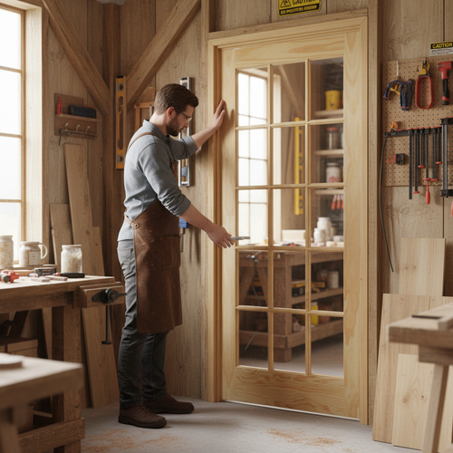 Premium Clear Pine Internal Unfinished Door with Clear Toughened Glass for Elegant Interior Design