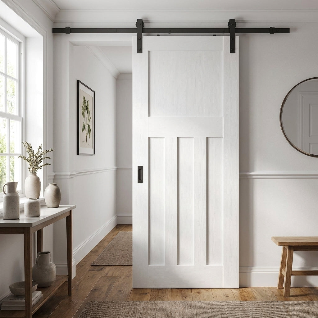 Internal White Sliding Door, Primed Finish, 1930s Style, Solid Core