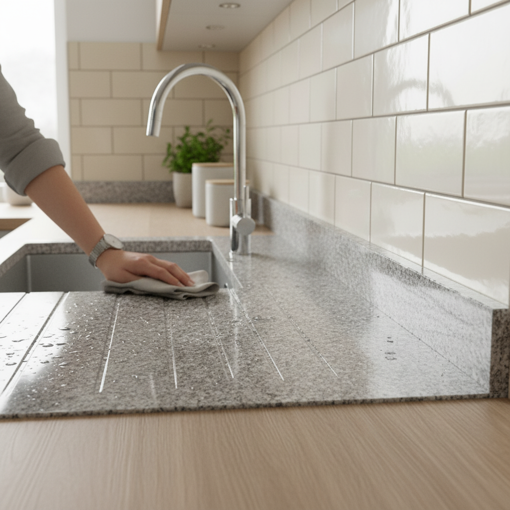 Premium Rounded Edge Upstand 3000mm - High-Quality Laminate with Granite Effect for Kitchen Aesthetics