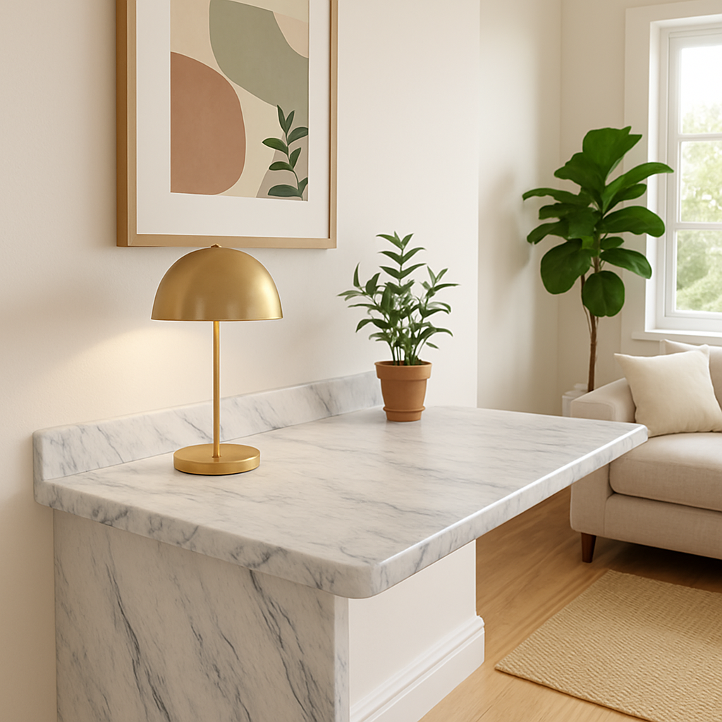 Rounded Edge Upstand in Calacatta Marble, 3000mm Length
