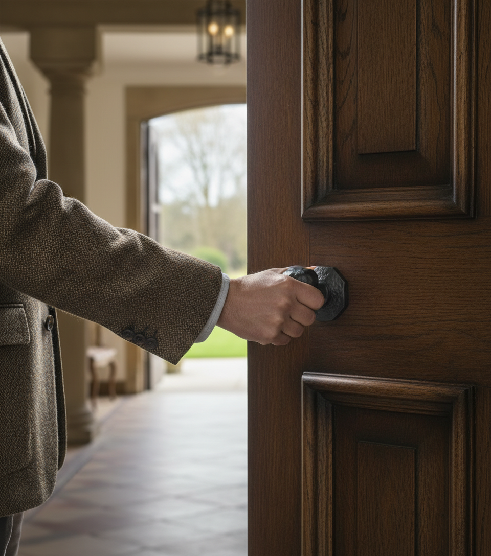 Premium Octagonal Centre Door Knob in Black Antique Finish with 63mm Rose and 92mm Knob Diameter