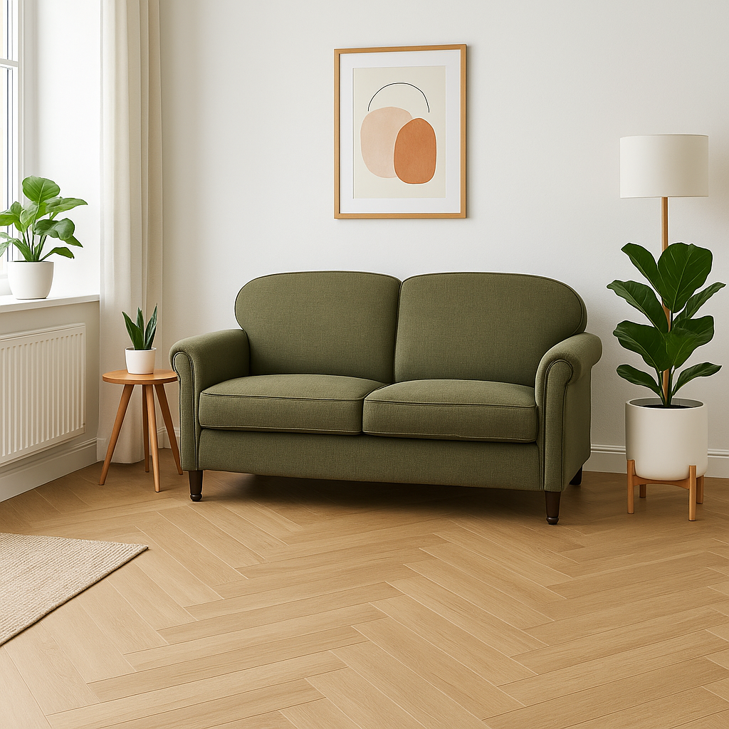 Herringbone Rigid Core LVT Flooring in Prime Oak, 5.5mm Thickness