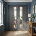 Internal Double Door with Ash Grey Finish and Clear Offset Glass, Fully Finished