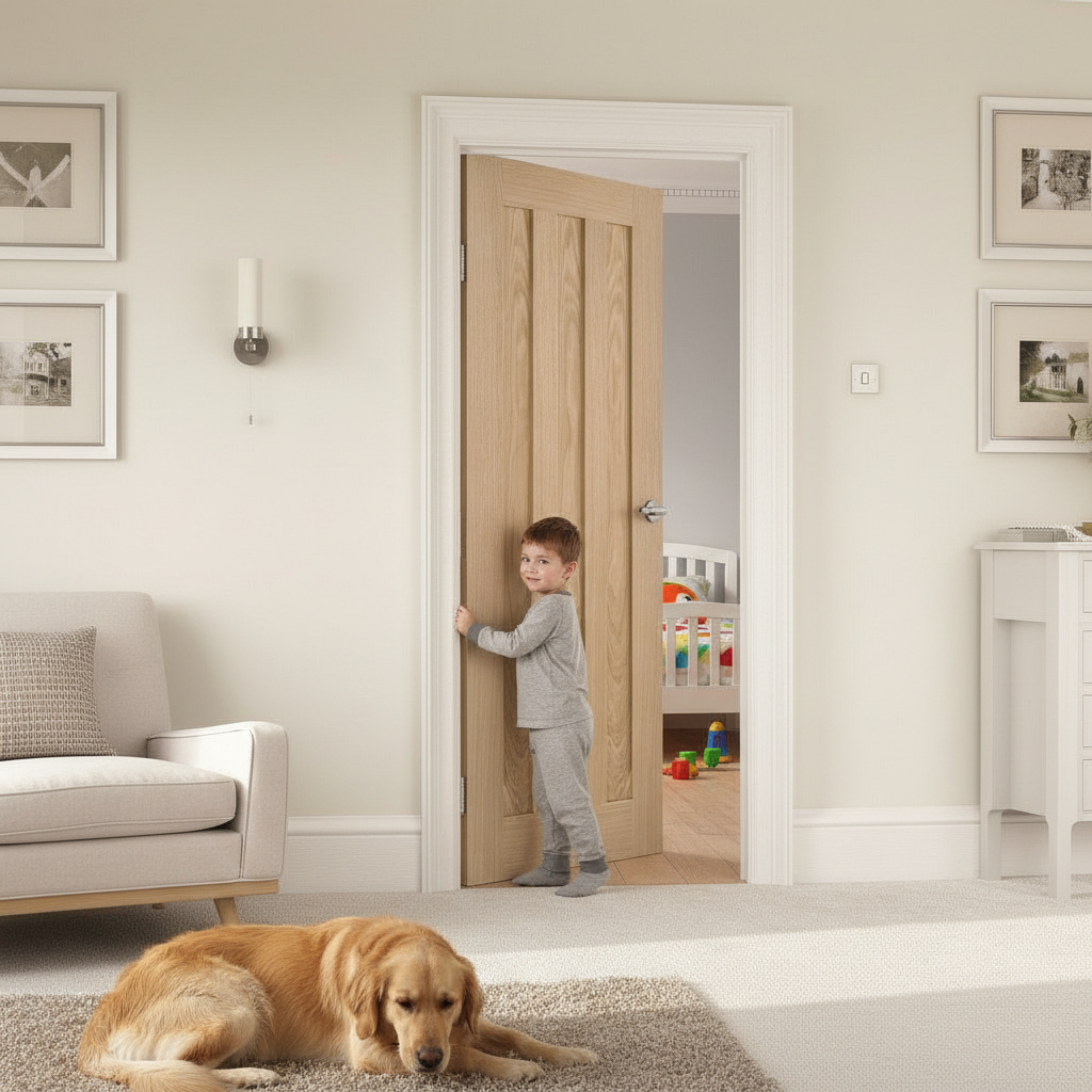 Premium Oak Internal Door with Engineered Construction and Real Oak Lipping - Unfinished for Custom Painting or Staining