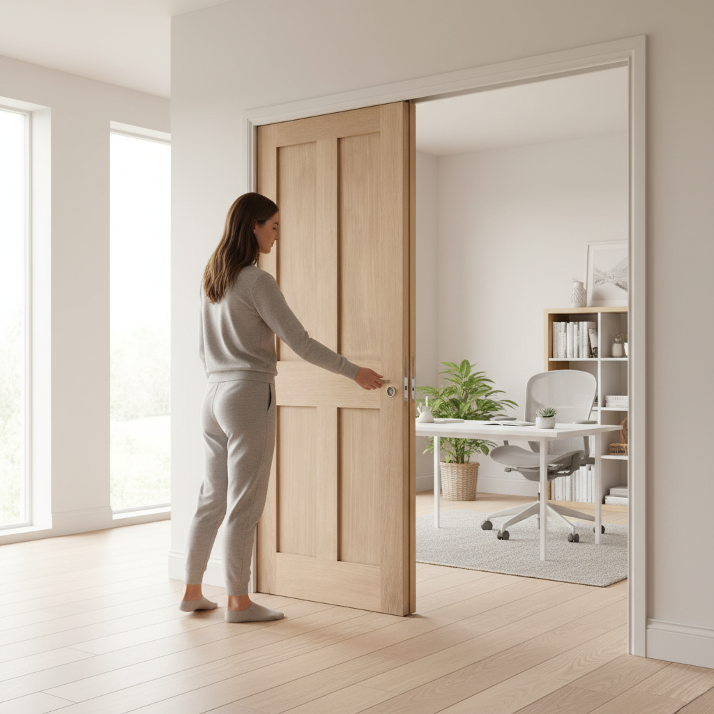 Premium Telescopic Pocket Door System with Wooden Jamb Kit, Anti-Warp Profile, and 15-Year Guarantee