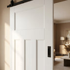 Internal Sliding Door, White Primed, 1930's Style, 4 Panel, Black Top Mounted - detail view