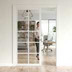 Premium Industrial Style Glazed Pocket Door Set with Galvanised Steel Frame and Adjustable Jambs for Smooth Operation