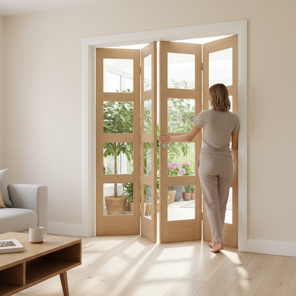 Premium Clear Glazed Bifold Door with 4 Panels for Small Spaces and Contemporary Design