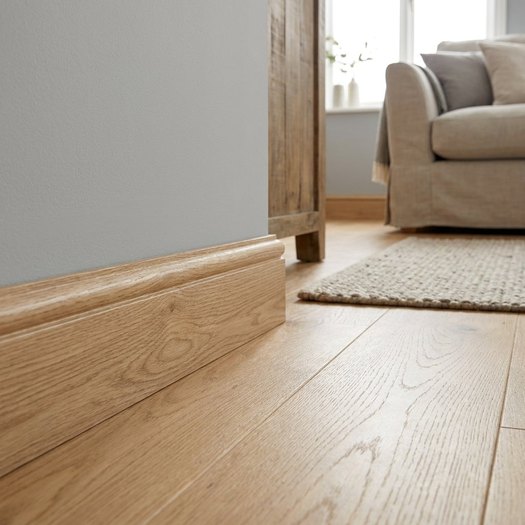 Self-Adhesive End Door Profile, Light Grey Oak, 900mm x 10mm x 25.5mm - detail view