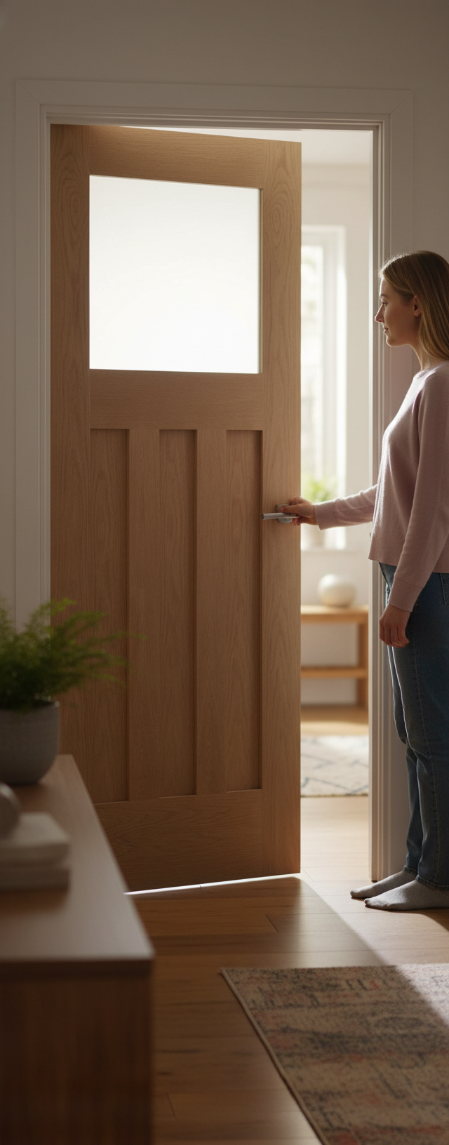 Premium Industrial-Grade 30's Style Door with Obscure Glazing and American White Oak Veneer