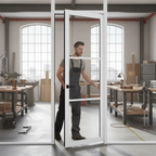 Premium Custom Made Industrial Style Door with White Clear Glazing and Solid Core Construction