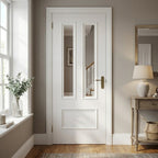 Internal White Door Fully Finished with Clear Glass 3 Panels - Belgravia