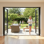 Premium 8ft Slimline Grey Aluminium Bifold Doors with Double Glazing and Enhanced Security Features