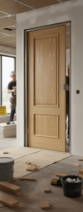 Premium 2 Panel Internal Fire Door with Real American White Oak Veneer, 30-Minute Fire Rating and Customizable Finish Options