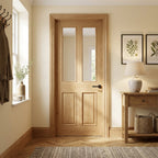 Internal Rustic Oak Victorian Door, Fully Finished, 2 Light Clear Glazing