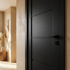 Internal 4 Panel Jet Black Studio Door, Fully Finished, Softwood Core - detail view