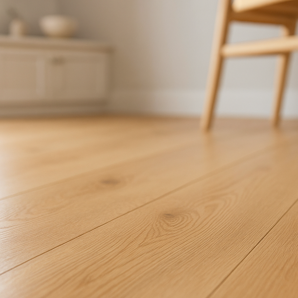 Oak Engineered Wood Flooring, 14mm Thick, Brushed UV Lacquer Finish, 4V Bevel Edge - detail view