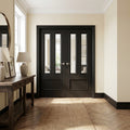 Internal Fully Finished Jet Black 3 Panel Door with Clear Glass