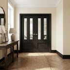 Internal Fully Finished Jet Black 3 Panel Door with Clear Glass