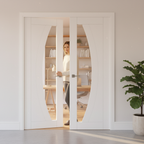 Premium Clear Glazed White Door Pair with Solid Core for Strength and Stability - Bespoke Sizes Available