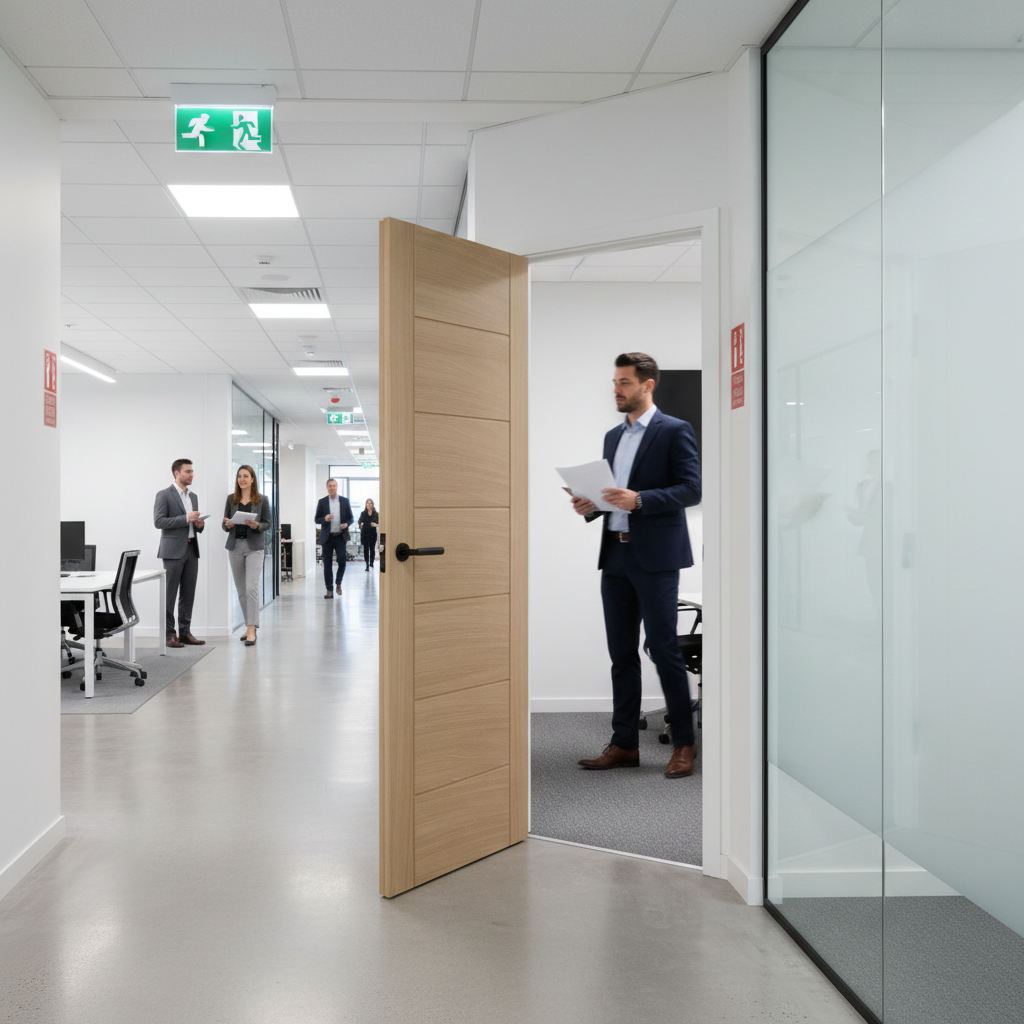 Premium Essential Oak Fire Door - Seven Panel Design with Solid Core and Half Hour Fire Rating