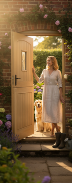 Premium Oak Cottage Stable Door with Lead Double Glazing, Engineered Core and Unfinished Natural Oak Finish