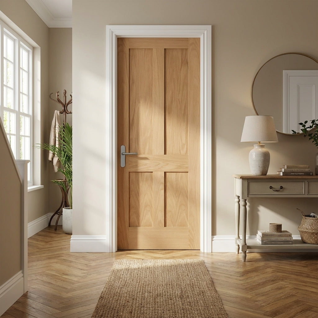 Internal Oak Door Made-to-Measure Unfinished Victorian 4 Panel Flat